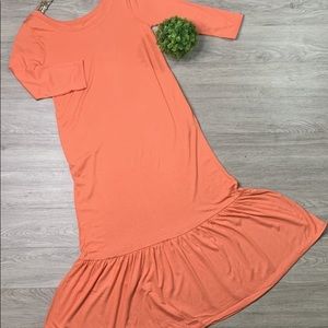 Plus Size Ruffle Hem Midi.. Ash Copper Color